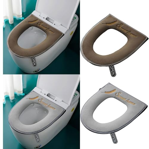 Furforstk toilettensitzbezug 2 Stück Toilet seat Cover mit Griff und Reißverschluss toilettenbezug Waschbar wc sitzbezug, Nach der Benutzung ist es Nicht mehr so ​​kalt wie auf der Toilette