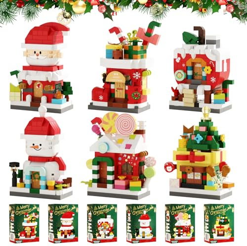 VEQENIFY Weihnachten Building Blocks Set Weihnachten Bauklotz Weihnachtliches Bausteine Set Mini Bausteine Blocks Weihnachten Bauspielzeug Weihnachts Geschenk für Erwachsene Jungen und Mädchen(B)