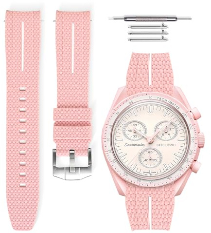 HORACE Bracelet de montre universel 20 mm en silicone LSR à dégagement rapide – Texture premium avec ligne colorée – Compatible Omega x Swatch MoonSwatch