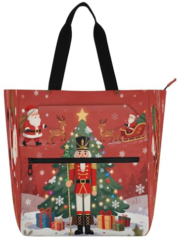 Nexawaveo Sac de piano imperméable pour leçons, arbre de Noël, casse-noisette, sac fourre-tout avec poches zippées pour partitions et livres