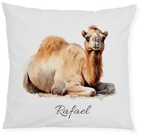 GRAZDesign Kissenbezug Kamel mit Namen personalisiert Kinderkissen mit Reißverschluss – Geschenk für Kinder & Erwachsene