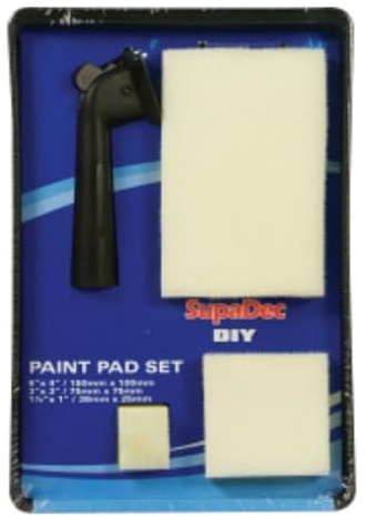 SupaDec DIY Paint Pad Set – 5 Piece Painting Kit | Includes 6x4 – 3x3 & 1.5x1 Pads – Click & Lock Handle – Sash Wand & Paint Tray | Ideal for Walls – Ceilings – Doors & Decorative Coatings