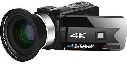 Caméra vidéo, Caméscope en Direct 4K caméras vidéo numériques for la Photographie Full Ultra HD Vlog Recorder Night Vision Webcam(32G SD Card,Blauw)