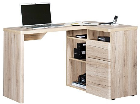 Jahnke CU-Libre 130 E Sanremo Ei hell Eckschreibtisch, E1 Spanplatte, Dekorbeschichtung, Metall, Sanremo Eiche hell nachbildung, 111.7 x 90 x 76.2 cm