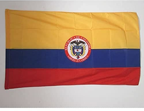 AZ FLAG Bandera de Colombia con Armas 150x90cm para Palo - Bandera Colombiana 90 x 150 cm