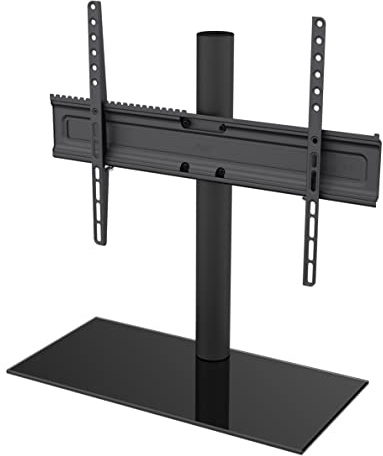 AVF Universal Tabletop TV Stand/Replacement TV Base – Fits TVs up to 65 / 45kg – Swivel Feature – VESA 600 Compatible – Black Glass Base – Ideal for Lost or Oversized TV Feet – B600BB