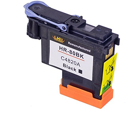 Lucky Bridge, HP80 Druckkopf C4820A mit schwarzer Farbe, kompatibel mit neuen Chips, passend für HP DesignJet 1050c, 1050c Plus, 1055C, 1055cm, 1055cm Plus - 1 Stück, schwarz
