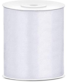 DaLoKu Satinband 6/12/25/38/50/100mm x 25m Geschenkband Schleifenband, Größe: 100mm x 25m, Farbe: Weiß