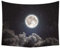 Mond Sterne Wandteppich - Weltraum Galaxy Universum Sternenhimmel und Weiße Wolke - Dunkelblau Psychedelic Art Decor für Wohnheim Schlafzimmer (150X170cm)