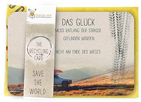 KE - A5 Postkarte Set mit Umschlag | Preisgekröntes Design | Nachhaltiges Recycling | Vielseitige Anlässe | Farbdruck Rückseite | Motiv: Glück