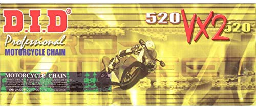 DID Kette 520 VX2 X-Ring doppelt verstärkt gold 130 Glieder offen Clipschloss