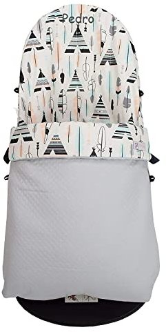 Bezug/Schutzhülle+Sack Für Babywippe/Hängematte MIT NAME BESTICKT kompatibel mit Babybjörn Balance und Soft- Ersetzt die Original Polster- Tipis unde Federn- Grau- Höhe des Deckels verstellbar- Nenel