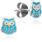 LUISIA® Ohrstecker Eule - 925 Sterling Silber Hellblau