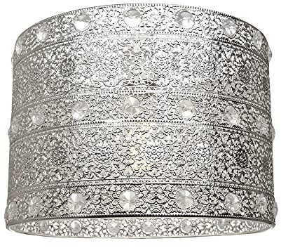 Antique Silver Acrylic Gem Moroccan Style Chandelier Pendant Light Shade Fitting with Transparent Beads | 60w | 24cm Diameter | Quality Made Product by Happy Homewares