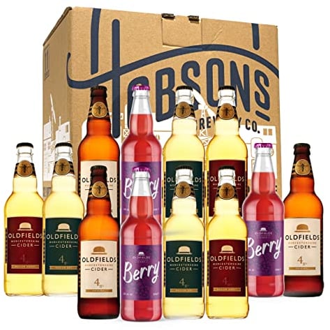 Hobsons Oldfields Premium English Mixed Cider Selection Pack - Case of 12 x 500ml Bottles ARTISAN cider made on the farm suitable for vegetarians, vegans and gluten free.