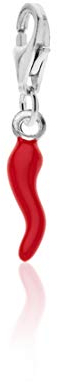 Aka Gioielli® - Charm Anhänger Italienische Rotes Horn 925 Sterling Silber Rhodiniert Glücksbringer für Damen