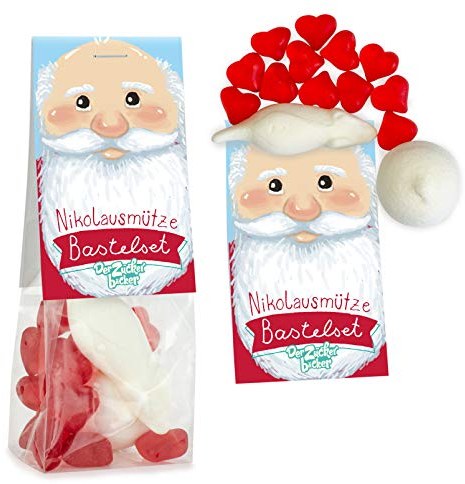 Nikolausmütze Bastelset - süße Geschenk-Idee zum Nikolaus für Kinder und Erwachsene