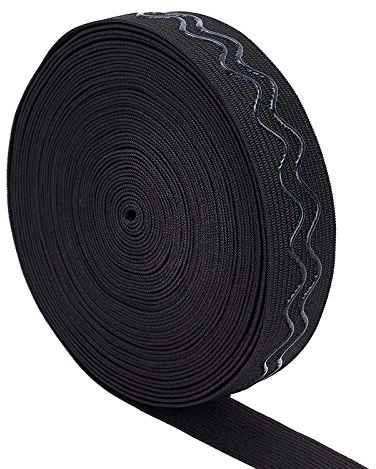 BENECREAT 10 Yards 25mm breites rutschfestes elastisches Silikon Greiferband Flaches Taillenband, das elastisches Band für das Kleidungsnähprojekt näht, schwarz