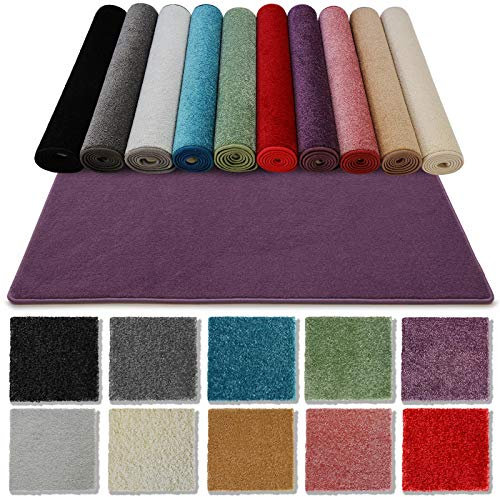 Floordirekt Badematte Carousel 80 x 200 cm, Lila - Weicher & dichter Hochflor - Badezimmerteppich - Extra flauschig - Rutschsichere Rückseite