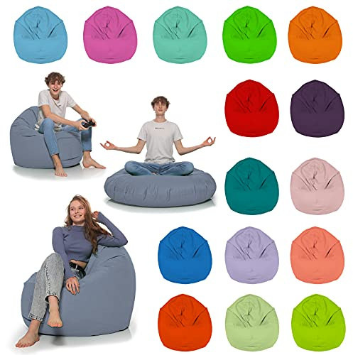 HomeIdeal - Sitzsack 2-in-1 Funktionen Bodenkissen für Erwachsene & Kinder - Gaming oder Entspannen - Indoor & Outdoor da er Wasserfest ist - mit EPS Perlen (Anthrazit, 135 cm Durchmesser)