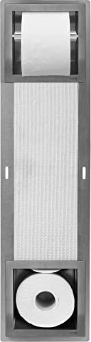 Looox Closed Unterputz-Toilettenpapierhalter mit Ersatzrollenhalter, 5 Rollen, Gebürsteter Edelstahl