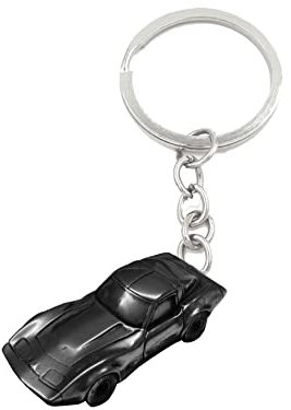 Corvette Circa 1979 Réf35 Porte-clés voiture 3D avec anneau fendu Noir