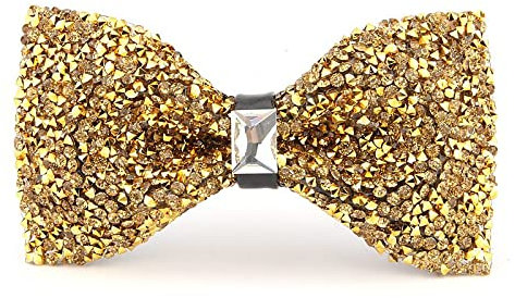 Strass Fliege für Herren Vorgebundene Pailletten Diamant Fliegen mit verstellbarer Länge - Party Bankett Hochzeit Fliege, gold, Einheitsgröße