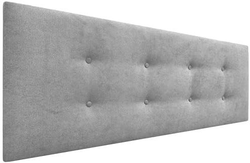 DHOME Kunstleder oder Stoff Kopfteil AQUALINE Pro mit 2 Reihen von Knöpfen gepolstertes Kopfteil Luxus Bett (160cm (Betten 150/160), Stoff Grau)
