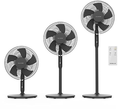 Newlux - Ventilador de Pie con Mando a Distancia 3 en 1 W1050 Smart 10 Aspas de ø40cm, 3 Vel. y Temporizador 18h. Ventilador de Pedestal Oscilante 90º con Altura Regulable 130, 100 o 70cm (Negro)