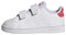adidas Advantage Lifestyle Court Two Hook-and-Loop Shoes, Zapatillas de Tenis, Cloud White/Real Pink/Core Black, 23 EU