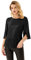 Damen Pailletten Oberteile Langarm Rundkragen Loose Fit Casual Shirt M Schwarz CL1777A22-01