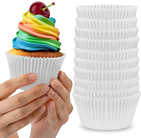 Cupcake Liners for Baking – White Jumbo Muffin Liners Dessert Cups, Thick Parchment Paper Baking Supplies, Large Greaseproof Pan Liner Wrappers (200-Pack)