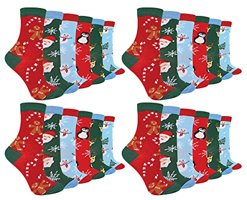 Sock Snob Kinder Bunt Weihnachtssocken Atmungsaktiv Baumwolle Lustig Socken für Jungen und Mädchen
