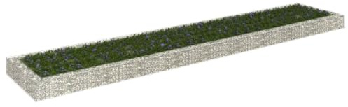 homiuse Lit SuréLevé à Gabion 500x100x20 CM Jardin Exterieur Mur en Gabion JardinièRe Claustra Exterieur Decoration Jardin pour Les Zones Commerciales Et RéSidentielles Pratique Et Beau Argenté