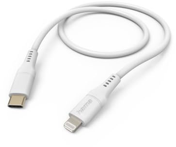 Hama Ladekabel „Flexible“ USB C auf Lightning, Silikon, 1,5m (iPhone Ladekabel, Lightning Kabel, iPhone 14 13 12 11 Pro Max Plus mini SE XS Max XR X 8 7, iPad Pro Air mini, MFI zertifiziert) weiß