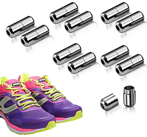 10 Stücke Metallkapsel für SchnüRsenkel SchnüRsenkel Schnalle Metall SchnüRsenkel Ohne Binden Kinder Magnetische Faule Baumwolle SchnüRsenkel-Anzug Metallkapsel Kordelenden Faule SchnüRsenkel