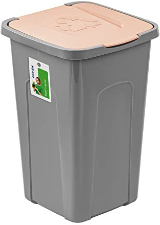 PAFEN Grande poubelle 50 l avec couvercle - poubelle 550 x 365 x 370 mm - poubelle pour séparation des déchets poubelle de tri des déchets, marron
