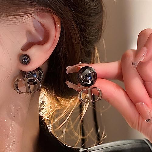 Wendalern Schwarze Perle Ohrringe - Große Süßwasserperle Vintage Faux Perle Hochzeit Ohrringe Trendy Schmuck Geschenke Für Frauen Und Mädchen