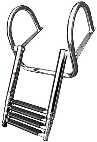 Scala telescopica a 4 gradini in acciaio inossidabile, scala per pontile pieghevole rimovibile, scala d'imbarco regolabile in altezza u200bScala per barca, per piscina per yacht pe