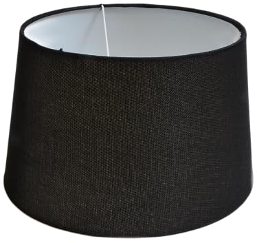 Lampenschirm rund aus Stoff H 16 x Ø 25 cm für Tisch - Stehlampen (schwarz struktur)