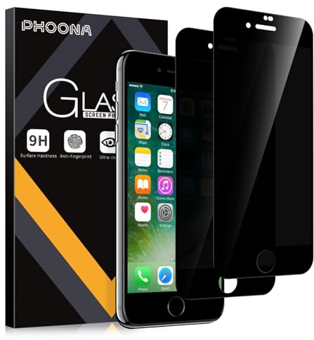 Phoona Sichtschutz Schutzfolie für Apple iPhone 7/8/SE 2020/SE 2022 4.7,9H Härte Anti-Peep-Schutzglas,Anti-Kratzer,Anti-Spionage Schutz für den Bildschirm,2 Stück