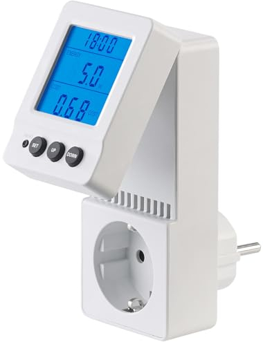 revolt Stromkosten Messgerät: Digitaler 230-V-Energiekostenmesser mit Aufklapp-XL-Display, 3.680 W (Energie Messgerät, Digitale Stromzähler für Steckdose, Waschmaschine)