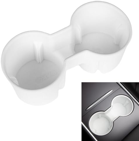 FDHYFGDY Center Console Cup Holder for Tesla Model 3 Highland 2024 Silicone Cup Holder White