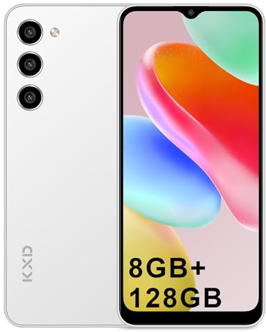 KXD A09 Smartphone Ohne Vertrag,8GB+128GB Octa Core 6.56 HD+ Display Android 12 Handy günstig,4000mAh 13MP+5MP Kamera, Face ID,Fingerabdruck,GPS, Dual SIM 4G Simlockfreie Handys-Weiß