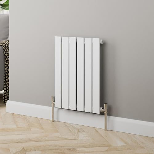 Radiant Living® 600 x 456mm White Horizontal Designer Radiator Single Column Flat Panel Modern Modern Central Heating Panels Bathroom Radiators