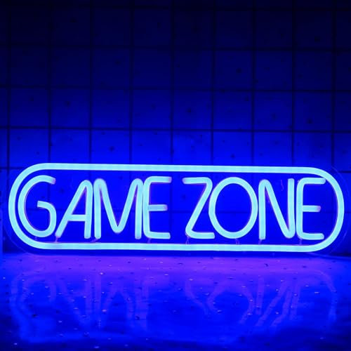 GAME ZONE Neon Sign – Lampe néon en acrylique pour jeux vidéo – Décoration murale à DEL pour enfants, salle de jeux, bar, chambre à coucher, décoration d'intérieur (zone de jeu) – Bleu