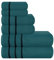 MyOwn Ultra-weiches 6er-Pack Baumwoll-Handtuch-Set, enthält 2 übergroße Badetücher 70 x 140 cm, 2 Handtücher 40 x 60 cm und 2 Waschbetten 30 x 30 cm, Blaugrün
