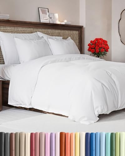 Duvet Cover Queen Size - Extra Soft 3 Piece with Zipper Closure - White
