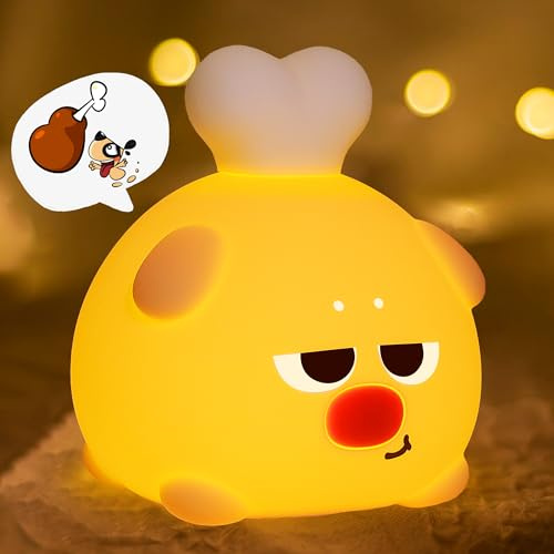 CooPark Niedlich Hund Nachtlicht für Kinder, Baby Kinderzimmer Tragbare Silikon Welpe Lampe mit Timer Dimmer, Wiederaufladbar Schlafzimmer Dekoration Geburtstag Weihnachten Geschenke für Junge Mädchen
