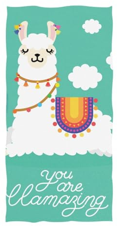 ISAOA Großes Mikrofaser-Strandtuch, niedliches Lama-Alpaka-Badetuch, schnell trocknendes Handtuch für Erwachsene und Kinder, leicht, Sport, Reisen, Fitnessstudio, Schwimmbad, Handtücher